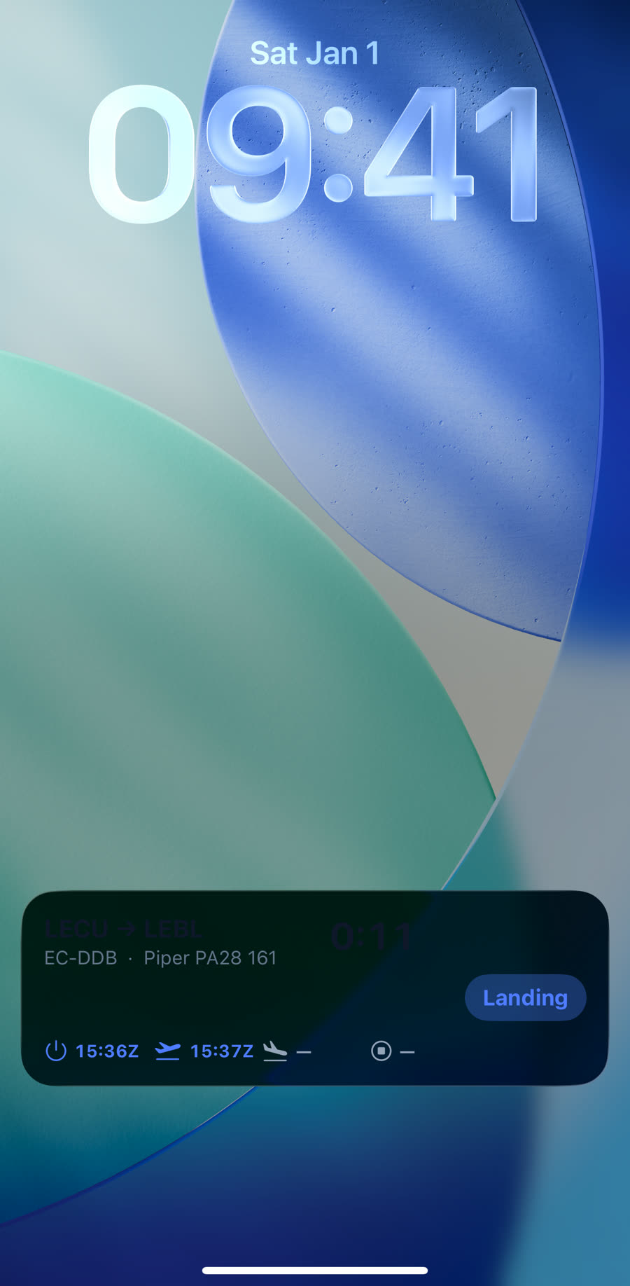 Logbookly stamping flight times from the iPhone Lock Screen
